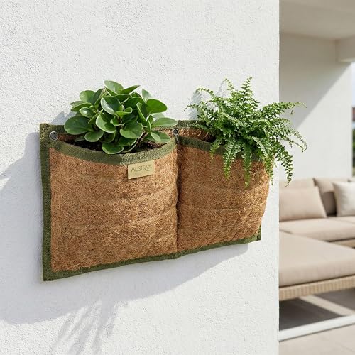 Wall Hanging Planter, 2 Pocket, Hanging herb Planter, wall Mounted Plant Holder, Vertical herb Garden, Plant Hanger Indoor, Boho Kitchen Decor, Porch and Balcony Decor, Fence planters - style: 2 Pockets