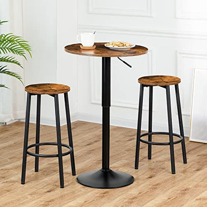 HOOBRO Bar Table, Height-Adjustable Round Pub Table 27-35.4 Inches with Sturdy Base, Modern Style, Easy to Assemble, Suitable for Small Space, Rustic and Black BF58BT01G1 - color: Rustic Brown
