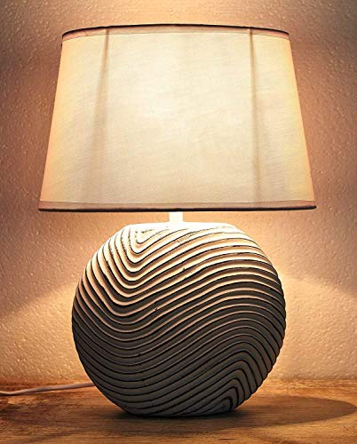 BRUBAKER 1-Pack Table or Bedside Lamps - White - Ceramic Base in Two-Tone, Matte Finish - 15 Inches