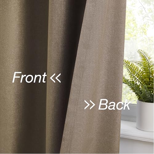 KangBang Full Blackout Brown Linen Curtains for Bedroom 63 Inches Long | Grommet, Room Darkening Modern Drapes, Light Blocking, Privacy Protection, Faux Linen Textured, 2 Panels Set, 52x63 Inch - color: Brown, size: 52"W x 63"L (Pack of 2)