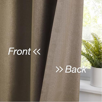 KangBang Full Blackout Brown Linen Curtains for Bedroom 63 Inches Long | Grommet, Room Darkening Modern Drapes, Light Blocking, Privacy Protection, Faux Linen Textured, 2 Panels Set, 52x63 Inch - color: Brown, size: 52"W x 63"L (Pack of 2)