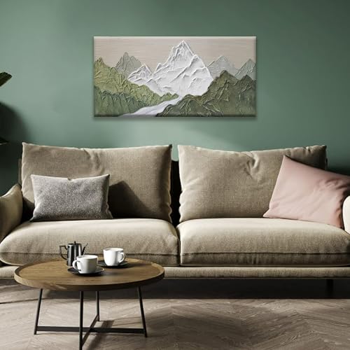 YISXINOAG Mountain Wall Art For Bedroom Office Decor Abstract Mountain Forest Landscapes Green Wall Art Painting Canvas Art Wall Decor Prints Ready To Hang Wall Pictures Home 20×40 Inch - color: Grass Green, size: 40"L x 20"W