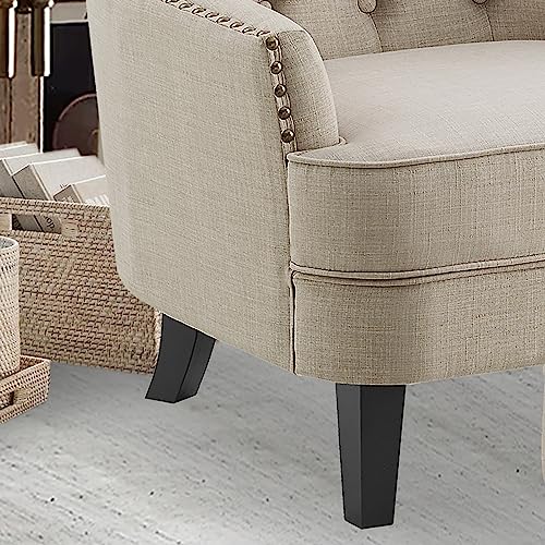 Rosevera Sausalito Accent Chair, Arm Chair, Reading Chair, Comfy Chair, Mid-Century Modern Chair with Ottoman, Lounge Chair with Ottoman for Living Room, Bedroom, Small Space, Apartment, Studio - color: Polyester Sand With Ottoman