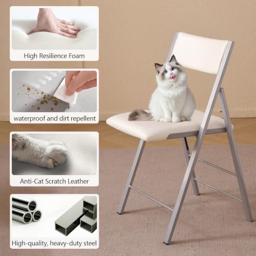 Folding Chairs 2 Pack, 450Lbs Heavy Duty Foldable Dining Chair,Bright White | 1.37" Folded, Waterproof Rustproof Indoor Outdoor Padded Folding Chairs for Dining Room, Conference Rooms, Weddings, Events - color: Bright White