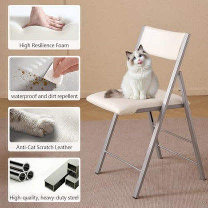 Folding Chairs 2 Pack, 450Lbs Heavy Duty Foldable Dining Chair,Bright White | 1.37" Folded, Waterproof Rustproof Indoor Outdoor Padded Folding Chairs for Dining Room, Conference Rooms, Weddings, Events - color: Bright White