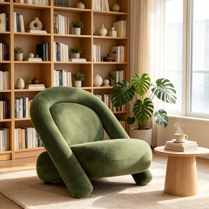 Chifee & Vingol Modern Accent Chair Lounge Chairs Comfy Upholstered Reading Chair for Living Room Bedroom,Dark Green - color: Dark Green