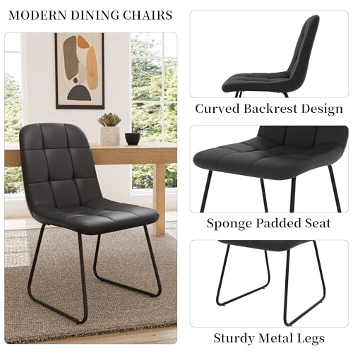 HIPIHOM 45.3 Inch Round Dining Table Set for 4, Mid Century Modern Small Kitchen Coffee Set for Dining Room Kitchen Apartment (Oak Table + 4 U-Shaped Black Chairs) - color: Oak Table+4 U-shaped Black Chairs