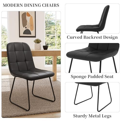 HIPIHOM 45.3 Inch Round Dining Table Set for 4, Mid Century Modern Small Kitchen Coffee Set for Dining Room Kitchen Apartment (Oak Table + 4 U-Shaped Black Chairs) - color: Oak Table+4 U-shaped Black Chairs
