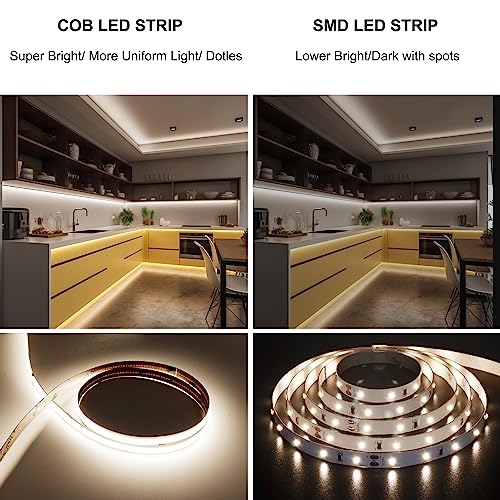 AXMOTUT COB LED Strip Light with Remote, Dimmable 24.6FT/7.5M Flexible High Density LED Light,4000K Natural White 2400LEDs Super Bright LED Light Strip CRI 90+ for Bedroom,Kitchen,DIY Home Decoration - size: 4000K/24.6fT