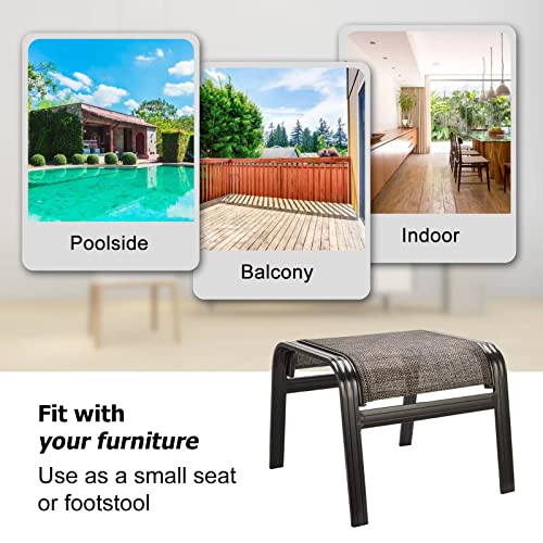 Patio Footstools Outdoor Foot Rest Aluminum Ottomans Samll Seat Wicker Furniture Patio Ottoman 2 Pieces Brown - color: 2 Pieces-brown