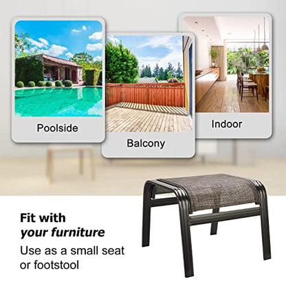 Patio Footstools Outdoor Foot Rest Aluminum Ottomans Samll Seat Wicker Furniture Patio Ottoman 2 Pieces Brown - color: 2 Pieces-brown
