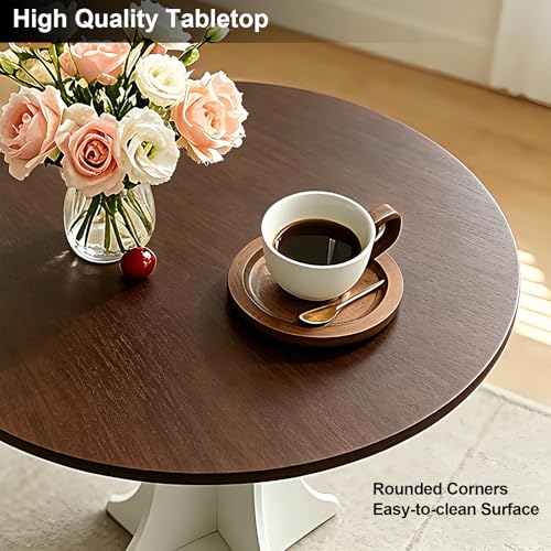 Lightdot 40" Round Dining Table Modern Circle Farmhouse Kitchen Table for 4 People Small Space Dining Room Table for Dining Room/Kitchen/Living Room, Amber Top & Pedestal Base - color: Amber