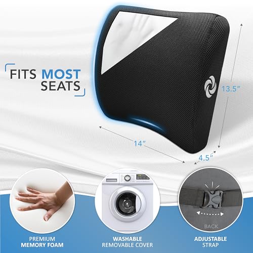 Samsonite Lumbar Support Pillow for Office Chair and Car Seat, Perfectly Balanced Memory Foam, Versatile Use Lower Back Cushion, Black Plush - color: Black Plush