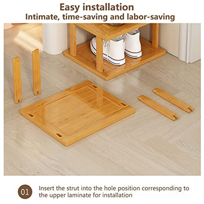 Wood Shoe Rack 5/7/8 Tier - Vertical Shoe Rack for Small Spaces, Tall Narrow Shoe Rack Organizer for Closet Entryway Corner Garage and Bedroom, Skinny Shoe Shelf with Free Stackable DIY (S) - size: Small
