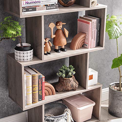 VASAGLE CUSTOS Collection - Bookshelf, 5-Tier Bookcase, Tall Display Shelf, Freestanding Storage Shelf, Room Divider, for Home Office, Living Room, Bedroom, Study, Greige ULBC062M01 - color: Greige, style: 5-Tier (27.6"W)