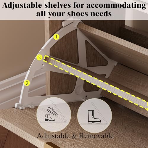 LUMTOK Shoe Storage Bench with 2 Coat Racks & Padded Cushion, Rattan Entryway Bench with 2 Flip Drawers，Narrow Shoes Storage Cabinet with Hooks for Hallway, Living Room, Bedroom