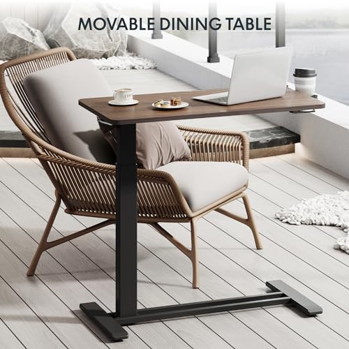 FLEXISPOT 32''Adjustable C Table Gas Spring Mobile Side End Table | Adjustable C table with Wheels, Bedside table for sofa and couch. Laptop Rolling Cart TV Tray, 31.5" W x 17.7" D,Rustic Brown - color: Rustic Brown, size: 32x18