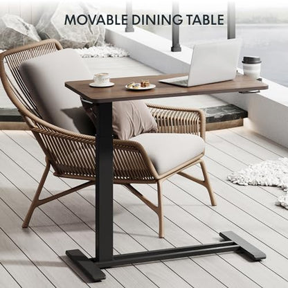 FLEXISPOT 32''Adjustable C Table Gas Spring Mobile Side End Table | Adjustable C table with Wheels, Bedside table for sofa and couch. Laptop Rolling Cart TV Tray, 31.5" W x 17.7" D,Rustic Brown - color: Rustic Brown, size: 32x18
