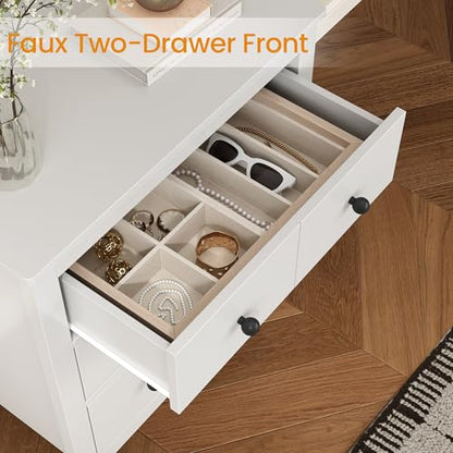 RoyalCraft White 3 Drawer Nightstand, 27" H End Table with Storage, Modern Bedside Table with Drawers, Night Stands for Bedroom, Entryway, Hallway - color: White