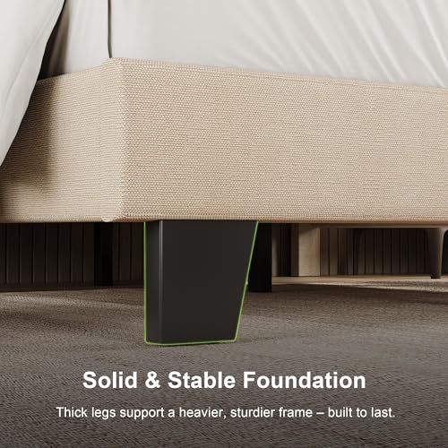 Einhomn Full Size Bed Frame with Headboard, Upholstered Linen Platform Bedframe with Solid Wooden Slats, Noise-Free, No Box Spring Needed, Easy Assembly, Beige - color: Beige, size: Full