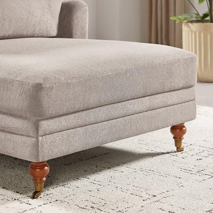 57.48'' Chaise Lounge Chair with Adjustable Backrest, Terry Camel | Chaise Lounge Chair Indoor, Modern Chaise Lounge Couch, Upholstered Leisure Recliner for Living Room, Apartment, Bedroom - color: Camel Terry