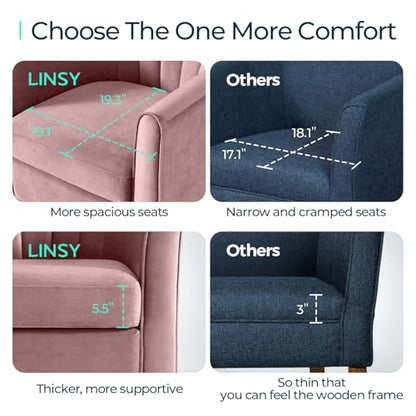 LINSY Swivel Accent Chair Ottoman Set: Velvet Small Barrel Chair with Foot Rest, Modern Reading Chair Upholstered Armchair with Footrest for Living Room Bedroom Study Room Office (Pink) - color: Pink, size: Small