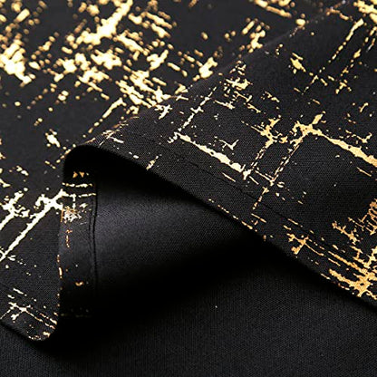 Taisier Home Gold Foil Print Linen Textured Curtains Geometric Dots Pattern Design Curtains for Nursery Toy Room Thermal Insulated Window Treatment 2 Panels 45" L,Black and Gold Drapes Print - color: Black/Gold, size: 52"W x 45"L (Pack of 2)