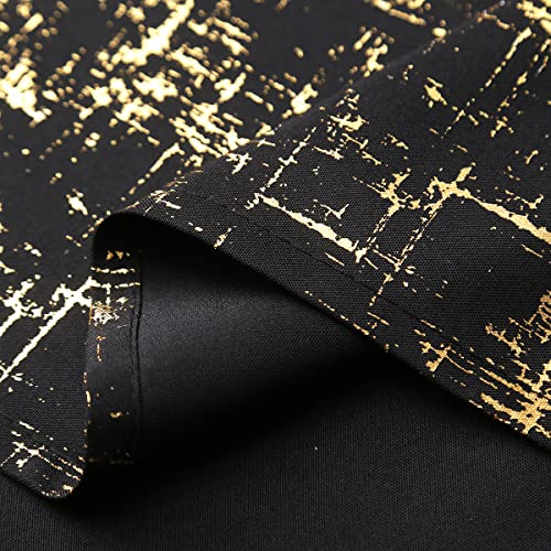 Taisier Home Gold Foil Print Linen Textured Curtains Geometric Dots Pattern Design Curtains for Nursery Toy Room Thermal Insulated Window Treatment 2 Panels 54" L,Black and Gold Drapes Print - color: Black/Gold, size: 52"W x 54"L (Pack of 2)