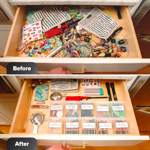 Bostitch Konnect Storage Containers with Lids, Office Organizer, Clear Plastic Box, Stackable for Crayons, Q-tips, Office Supplies, Labels, 0.5 Qt, 2 Pack - size: 0.5 Qt (2 Pack)