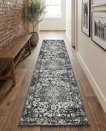 Rugs.com - Arlington Rug – 8 Ft Runner Dark Gray Coastal Runner Rug for Hallways and Kitchens - color: Dark Gray, size: 2' x 8' (Runner)