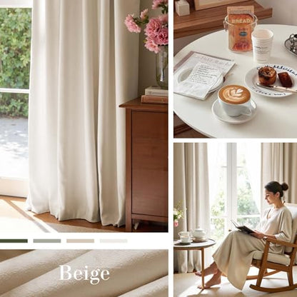 Extra Long Beige Velvet Curtains Rod Pocket 42×108 Inch 2 Panels | Soft Velvet, Room Darkening, For Tall Windows & High Ceilings, Light Shifting Texture, Elegant Drape, Cozy - color: R | Beige, size: 42"W x 108"L (Pack of 2)