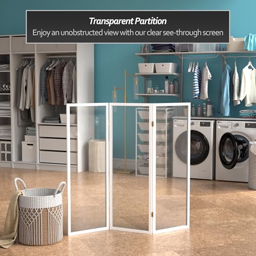 4 ft. Short Clear Plastic Partition White 3 Panel - color: White, size: 3 Panel