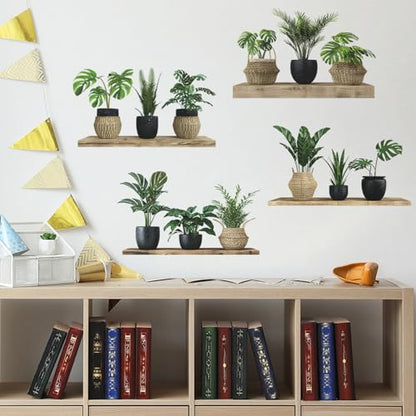 Green Plant Wall Decals 3D Bonsai Tropical Betterfly Wall Sticker Creative Vinyl Peel and Stick Removable Wall Art Decor for Living Room Bedroom Home Office (Green Plant 4) - style: Green Plant 4