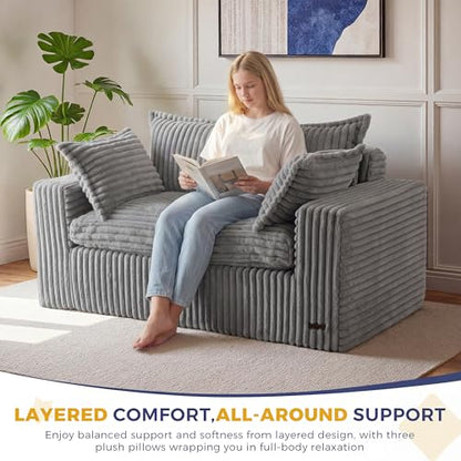 MAXYOYO Boneless Couch, 59-Inch Couch in a Box, Deep Loveseat | Foam-Filled Boneless Loveseat, Deep Seating for Two with No Assembly, Ideal for Living Rooms, Apartments, Dark Grey - color: Dark Grey