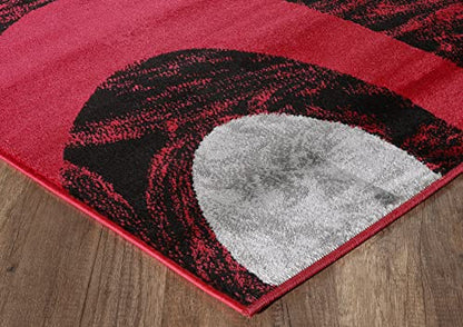 Yafa Home Fashion Modern Contemporary Swirls Design Area Rug, Luxurious, Elegant, and Fashionable Area Rug (Red, 2 ft X 7 ft) - color: Red, size: 7' x 2' (Rectangular)