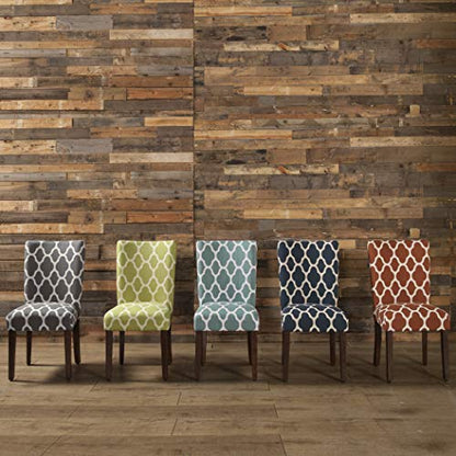 HomePop Parsons Classic Upholstered Accent Dining Chair, Set of 2, Teal and Cream Geometric - color: Teal and Cream, style: Pack of 2