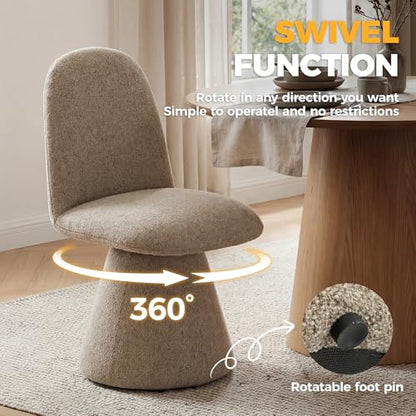 DUOMAY 360° Swivel Dining Chairs Set of 2, Mid Century Modern High Back Linen Upholstered Dining Room Chairs Kitchen Chairs, Armless Chair for Living Room Bedroom Reading, Khaki - color: Khaki, size: set of 2
