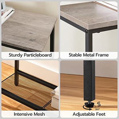HOOBRO 29.5" Narrow Console Table, Small Entryway Table with Shelf, 2 Tier Thin Sofa Table, Behind Couch Table, Side Table, for Hallway, Living Room, Bedroom, Greige and Black BG74XG01 - color: Greige + Black