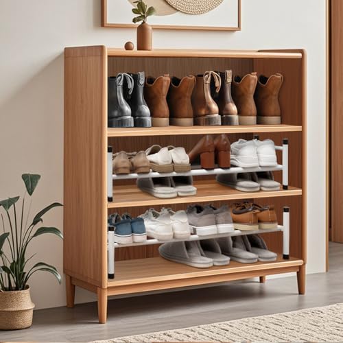 STORAGE MANIAC Expandable Shoe Rack, 4 Pairs Stackable Small Shoe Rack, Metal Adjustable Shoes Organizer for Closet, Entryway, Hallway, Garage, Front Door, Shoes Shelves, White 1 Tier - color: White, size: 1 Tier