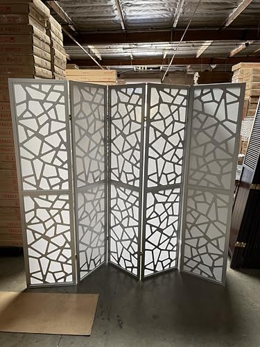 Mosaic Breeze Room Divider, 3-8 Panel (Silver, 5 Panel) - color: Silver, size: 5 Panel