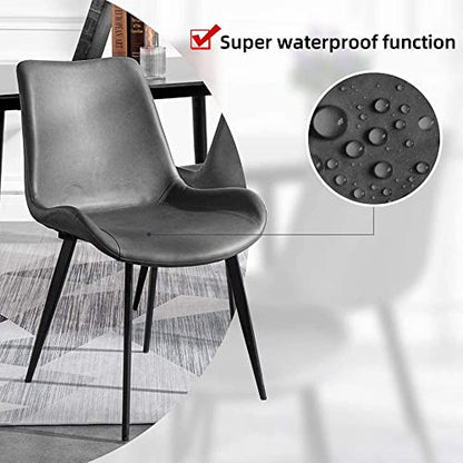HIPIHOM Dining Chairs Set of 4, Modern Kitchen & Dining Room Chairs, Upholstered Faux Leather Cushion Seat and Sturdy Metal Legs (4 Grey Chairs) - color: Grey Chairs Set of 4