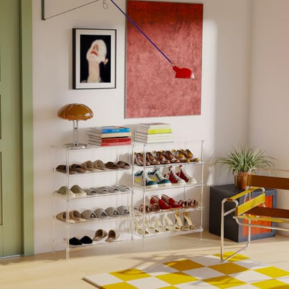 Aquiver 5-Tier Acrylic Shoe Rack - Clear Shoe Rack Organizer - Modern Shoe Storage Shelf, Holds 15-18 Pairs of Shoes for Entryway, Closet - 25.6'' L x 11.8'' W x 36.4'' H, Easy Assembly & Clean - size: 25.6''L x 11.8''D x 36.4''H