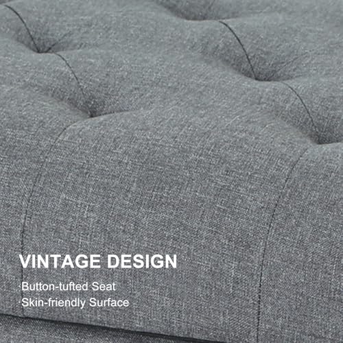 Ottoman with Storage,24" Fabric Ottoman Foot Rest with Hinged Lid Small Rectangle Upholstered Tufted Foot Stools Ottomans for Bedroom Living Room Entryway,Gray - color: Haute Gray