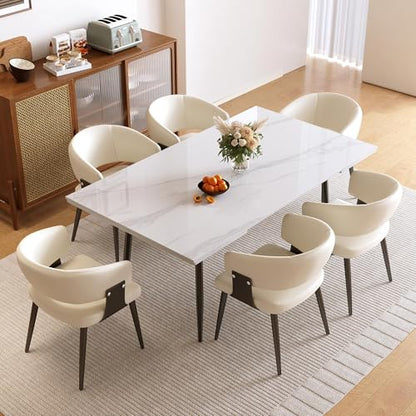 62.9"–94.4" Modern White Extendable Dining Table for 6–10 People | Scratch & Heat Resistant Sintered Stone Tabletop Kitchen Table, Stainless Steel Leg Design for Dining Room & Outdoor Patio - color: White 62.9” of 94.4”