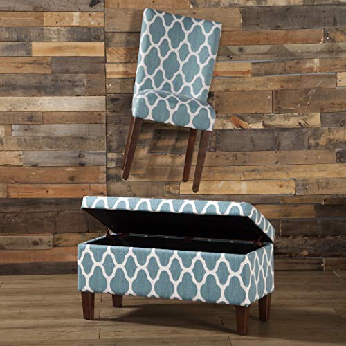 HomePop Parsons Classic Upholstered Accent Dining Chair, Set of 2, Teal and Cream Geometric - color: Teal and Cream, style: Pack of 2