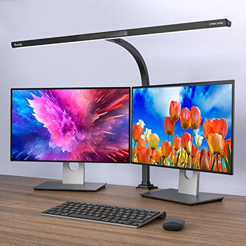 Quntis Eye-Care Architect LED Desk Lamp with Clamp for Home Office | 31.5" Wide Bright Desk Lights with Auto-Dimming, Dimmable Table Light, 2H Timer Task Lamp for Workbench Monitor Drawing Study