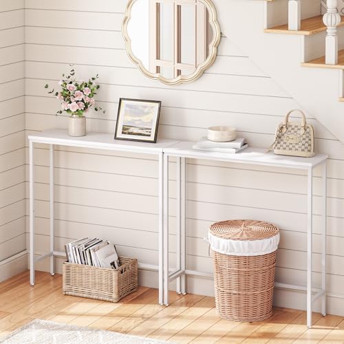 HOOBRO Narrow Console Table, 29.5" Small Entryway Table, Thin Sofa Table, Side Table, Display Table, for Hallway, Bedroom, Living Room, Foyer, White WW75XG01 - color: White