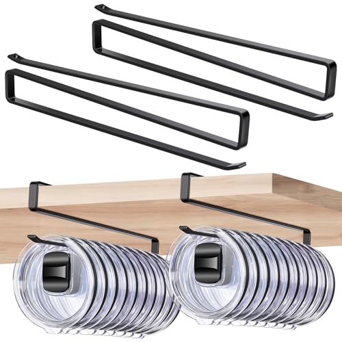 2 Pack Tumbler Lid Organizer, Flat Wire Cup Lid Storage Rack, Black | Carbon steel, slide-on design, fits 0.39 in or wider drink openings and shelves up to 0.90 in, no drilling or adhesive - color: 2 Pack, size: Black