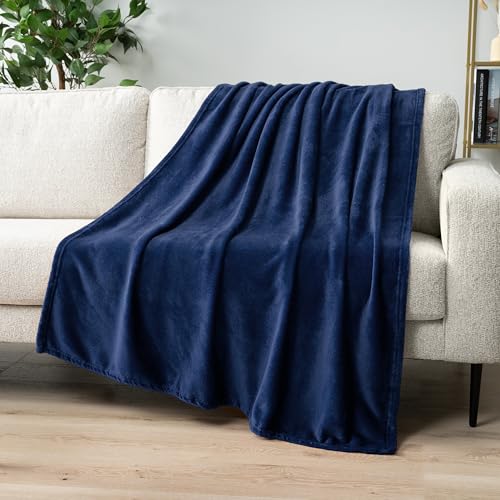 PAVILIA Navy Blue Fleece Throw Blanket for Couch Twin Size, Dark Blue Super Soft Fuzzy Flannel Throw for Sofa, Luxury Plush Microfiber Blanket Twin Bed, Home Decorative Velvet Gift Blanket, 60x80 - color: Navy Blue, size: 60 x 80 Inches - Twin