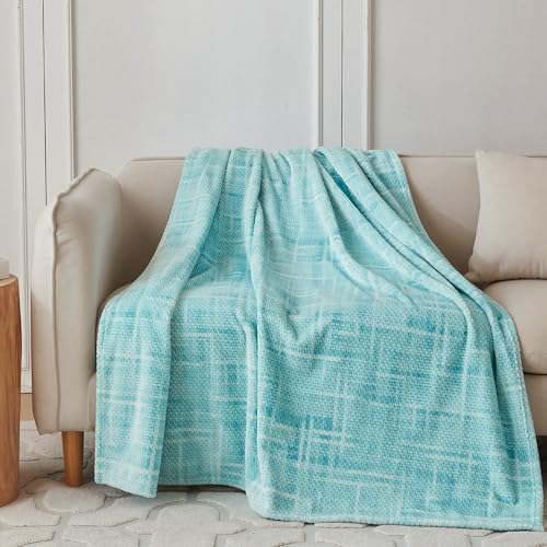 COOVA Fleece Bed Blanket Twin Size, Super Soft and Cozy 3D Jacquard Warm Blankets, Lightweight and Fuzzy Throw for Couch, Sofa, Chair, Giftable (Light Green, 60"x80") - color: Graphite Light Green, size: 60"x80"